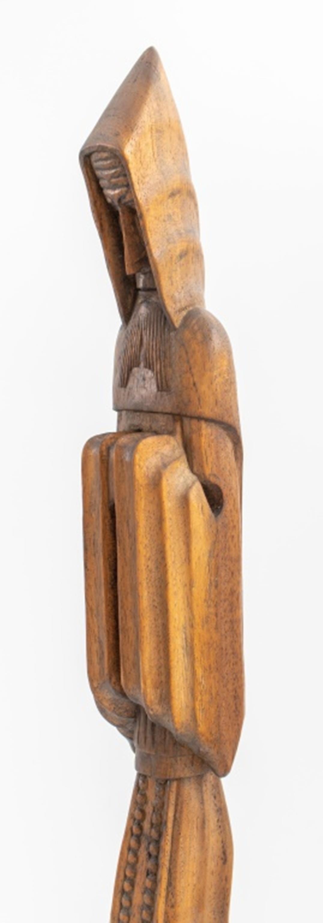 Paraguayan Modern Hooded Monk Wood Sculpture For Sale 8