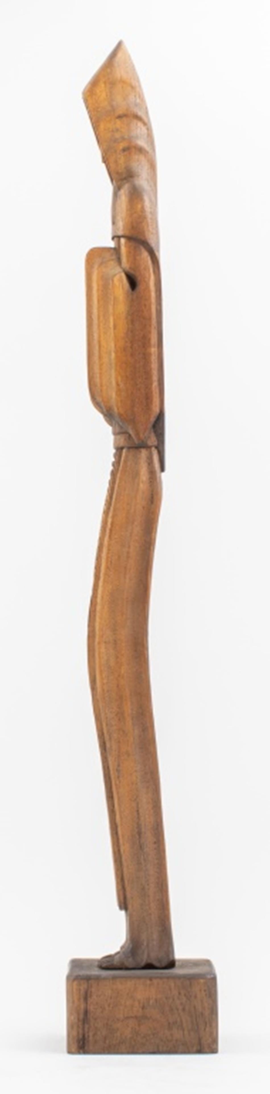 Paraguayan Modern Hooded Monk Wood Sculpture In Good Condition For Sale In New York, NY