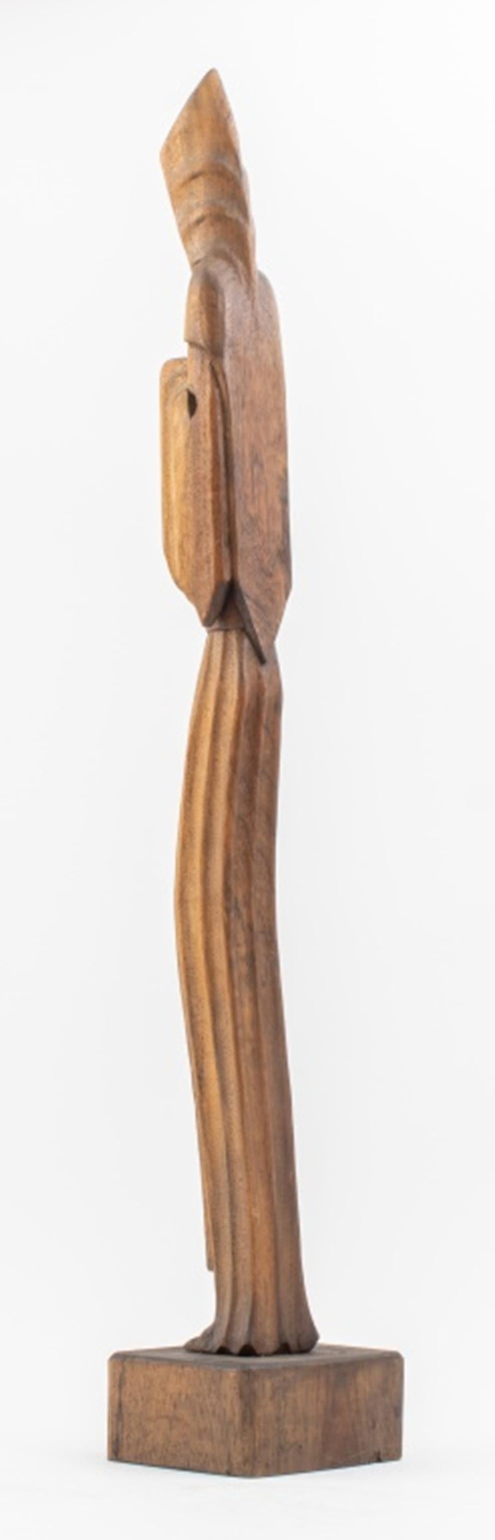 20th Century Paraguayan Modern Hooded Monk Wood Sculpture For Sale