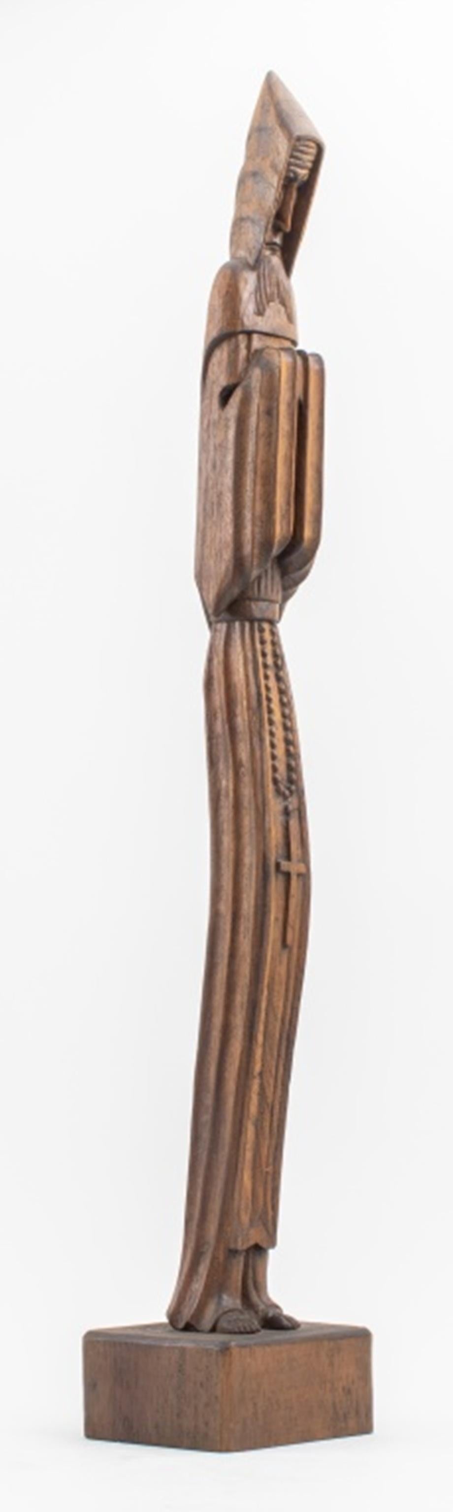 Paraguayan Modern Hooded Monk Wood Sculpture For Sale 4