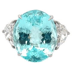 Paraiba 
15.82ct
 and Diamond Ring Platinum