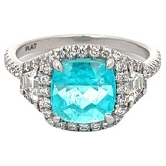 Bague en platine Paraiba 2,41 carats et diamants 0,72 carat
