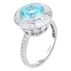 Cicada Paraiba and Diamond Platinum Cocktail Ring