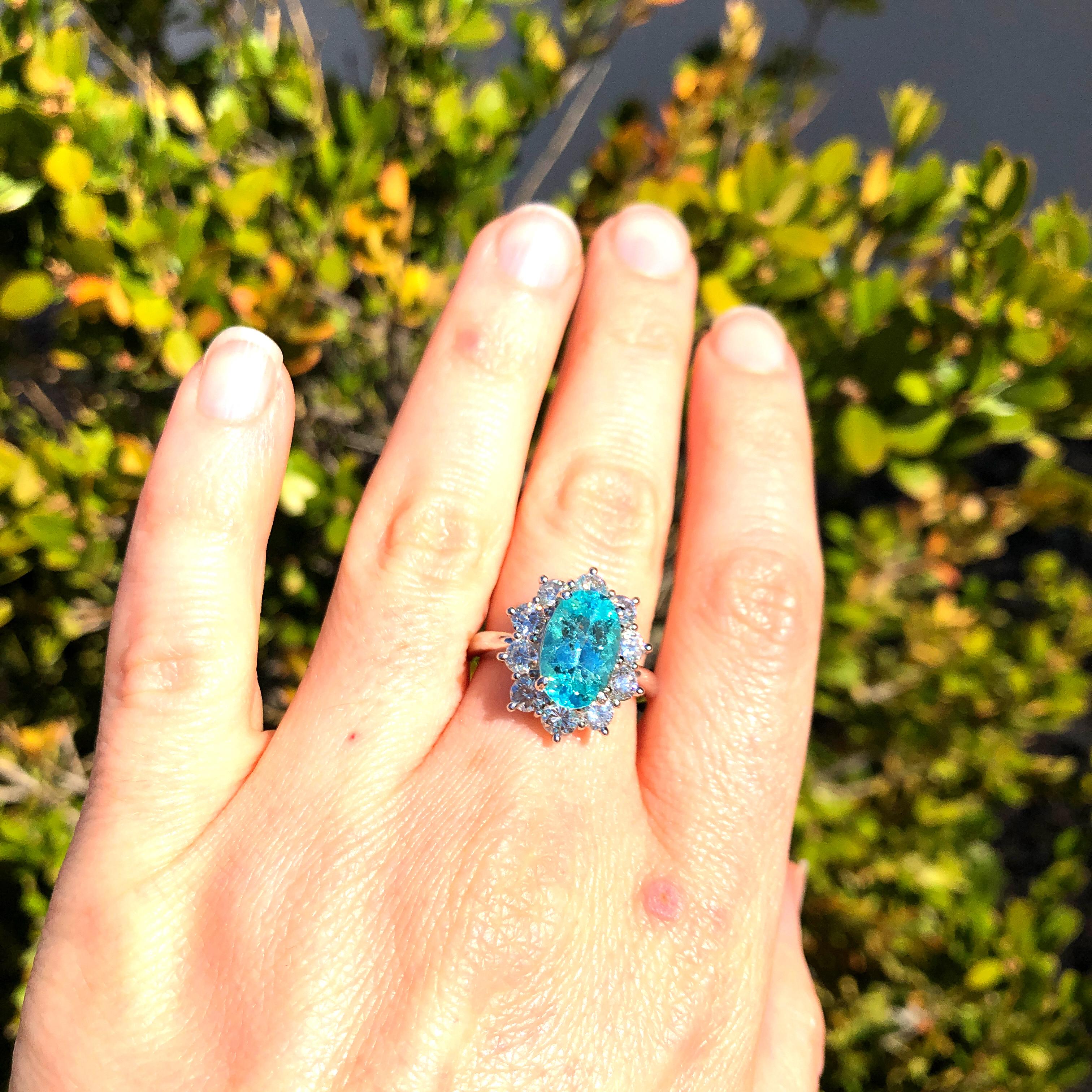 Paraiba and Diamond Platinum Ring 4