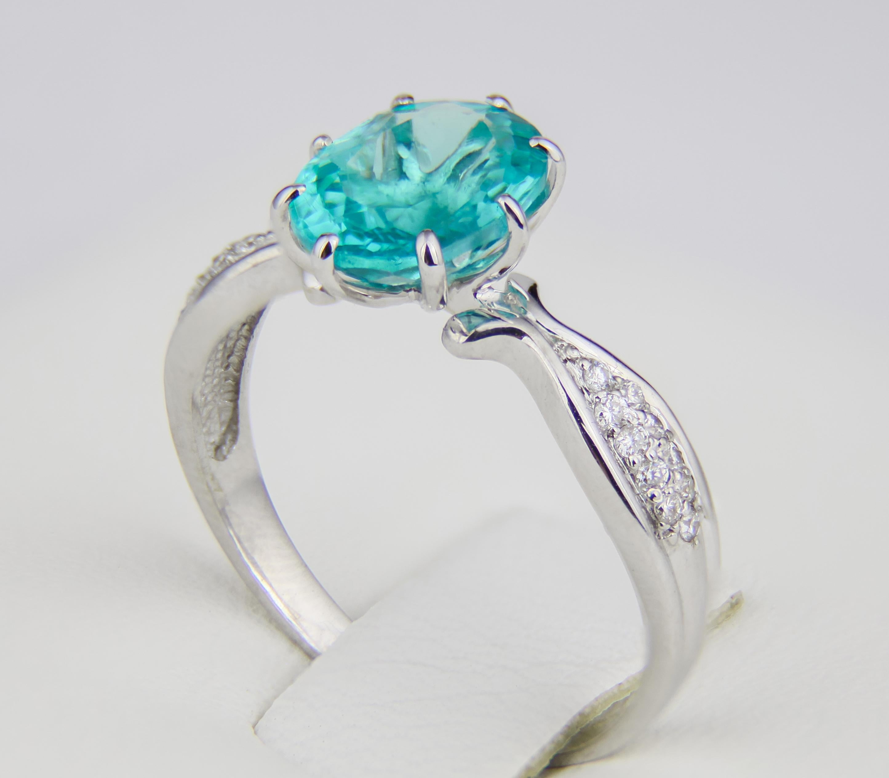 For Sale:  Paraiba Blue Apatite 14k Gold Ring, Natural Blue Apatite Ring 6