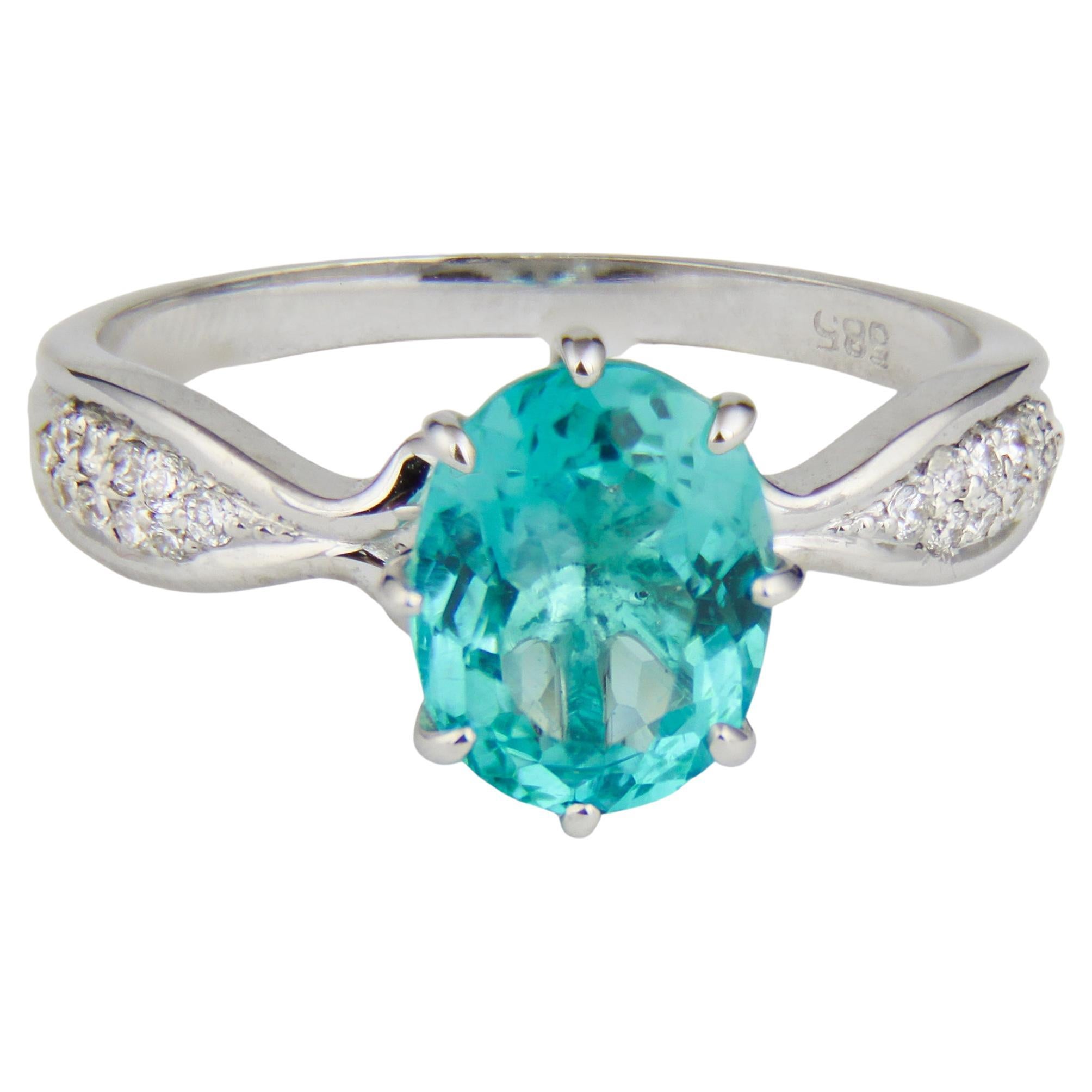 For Sale:  Paraiba Blue Apatite 14k Gold Ring, Natural Blue Apatite Ring
