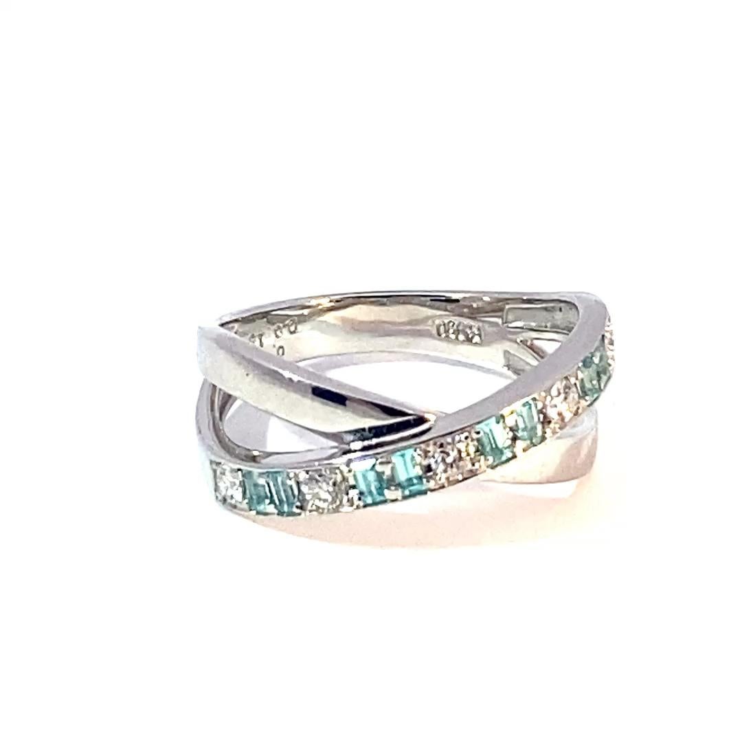 Moderno Anello Paraiba Brilliante 0,17 ct 0,16 ct 950 Platino particolarmente puro Pietre preziose in vendita