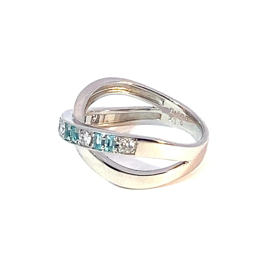 Taglio princess Anello Paraiba Brilliante 0,17 ct 0,16 ct 950 Platino particolarmente puro Pietre preziose in vendita