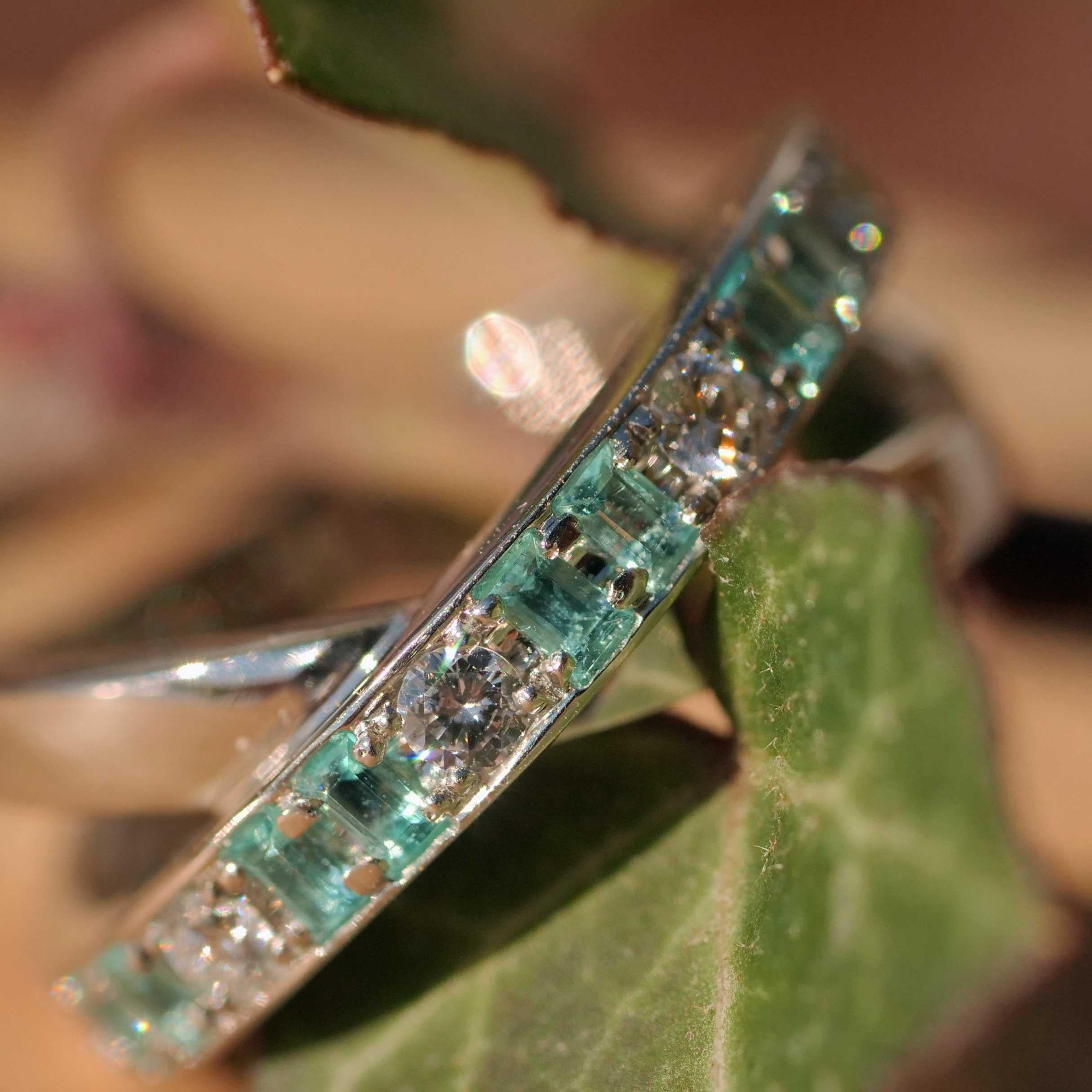 Anello Paraiba Brilliante 0,17 ct 0,16 ct 950 Platino particolarmente puro Pietre preziose in vendita 2