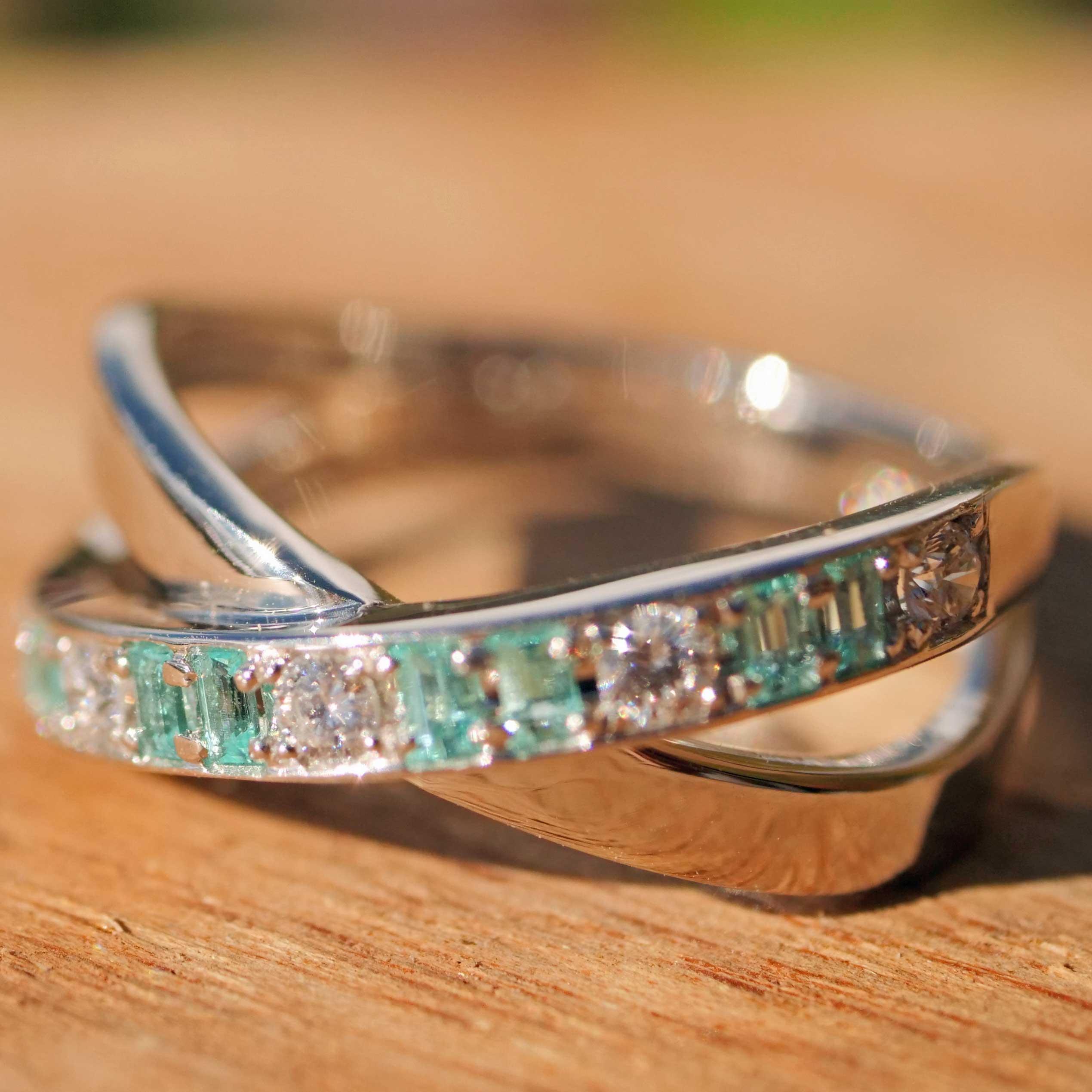 Anello Paraiba Brilliante 0,17 ct 0,16 ct 950 Platino particolarmente puro Pietre preziose in vendita 3