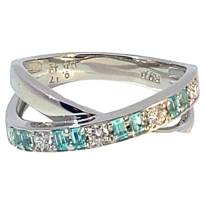 Anello Paraiba Brilliante 0,17 ct 0,16 ct 950 Platino particolarmente puro Pietre preziose