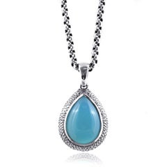"Paraiba" Farbe Achat Edelstein 11.54 Karat gefasst in Silber Anhänger / JupiterGem