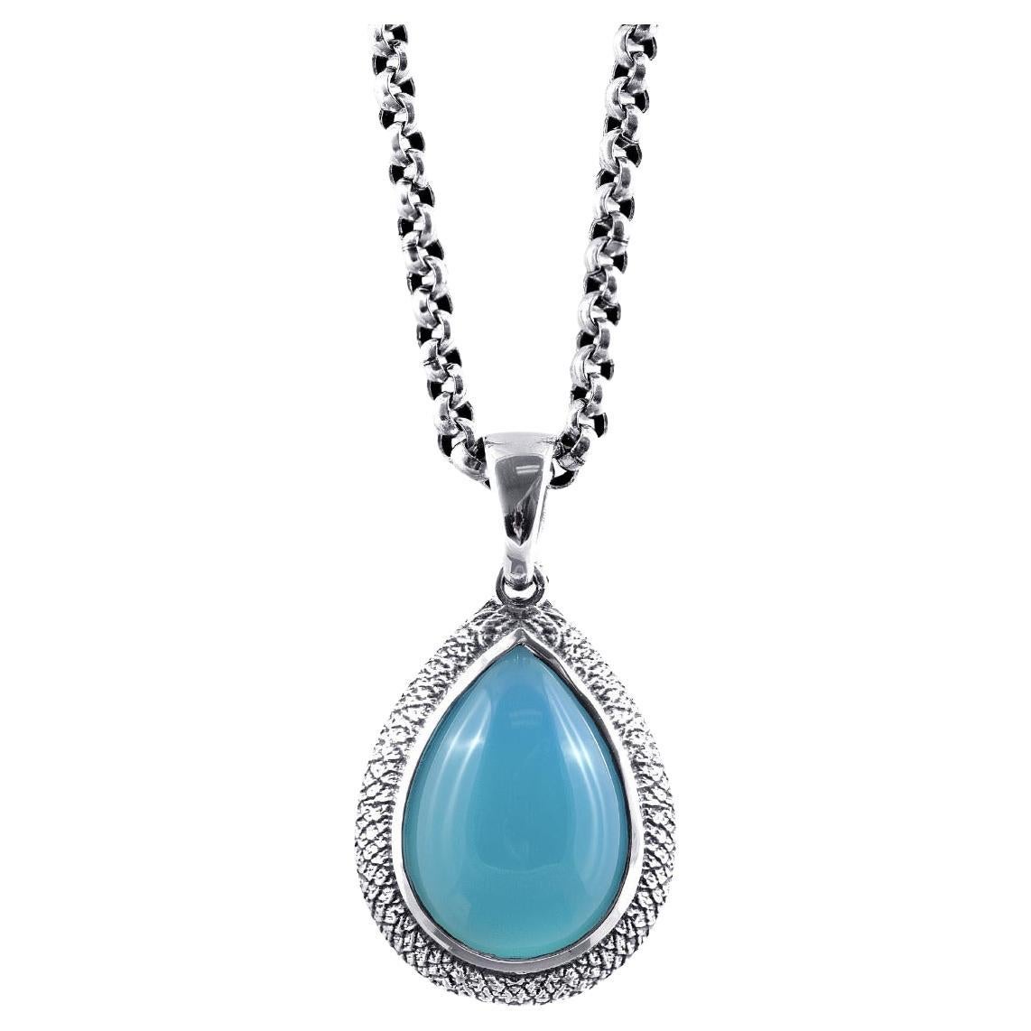 Agata di colore "Paraiba" 11,54 carati incastonata in un ciondolo d'argento / JupiterGem