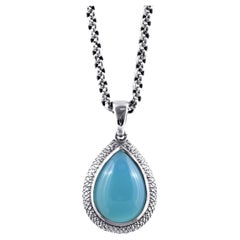 "Paraiba" Farbe Achat Edelstein 11,54 Karat gefasst in Silber Anhänger / JupiterGem