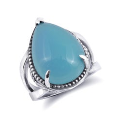 "Paraiba" color Agate Gemstone 11.76 carats set in Silver Ring / JupiterGem