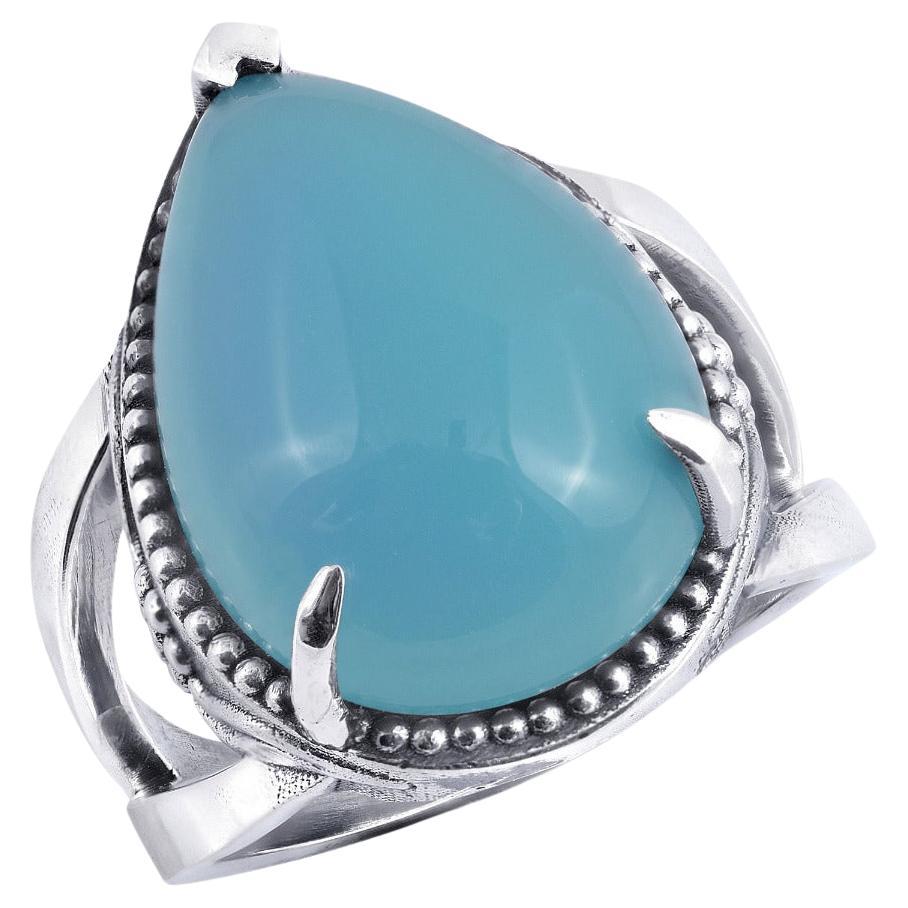 "Paraiba" color Agate Gemstone 11.76 carats set in Silver Ring / JupiterGem