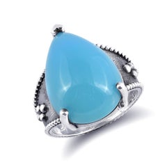 "Paraiba" color Agate Gemstone 12.12 carats set in Silver Ring / JupiterGem