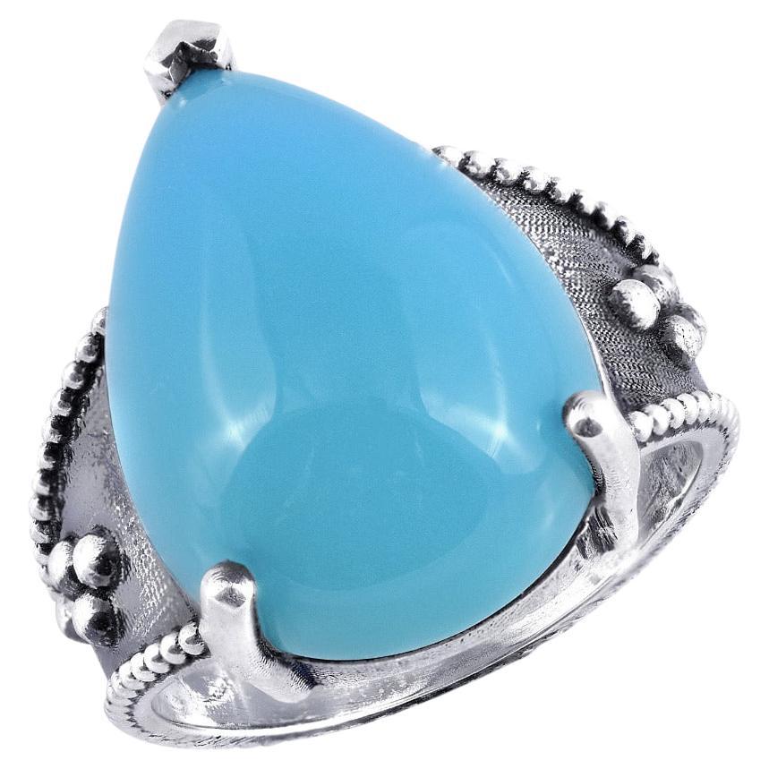 "Paraiba" color Agate Gemstone 12.12 carats set in Silver Ring / JupiterGem