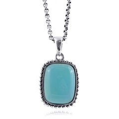"Paraiba" Farbe Achat Edelstein 24,81 Karat gefasst in Silber Anhänger / JupiterGem