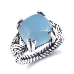 "Paraiba" color Agate Gemstone 6.42 carats set in Silver Ring / JupiterGem