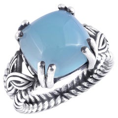 "Paraiba" color Agate Gemstone 6.42 carats set in Silver Ring / JupiterGem