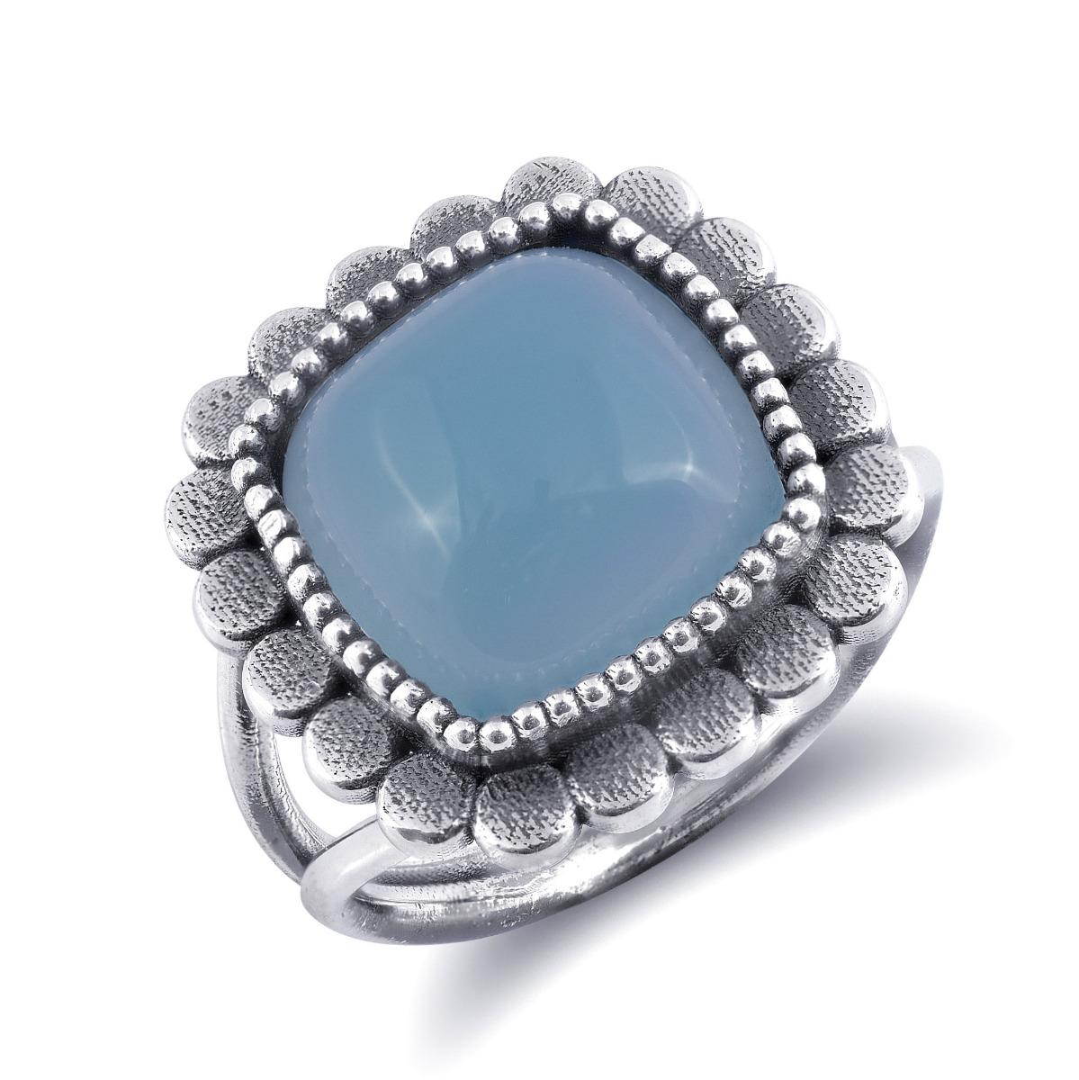 "Paraiba" color Agate Gemstone 6.54 carats set in Silver Ring / JupiterGem