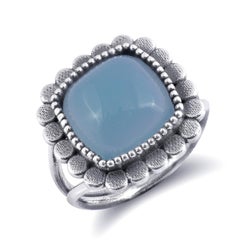 "Paraiba" color Agate Gemstone 6.54 carats set in Silver Ring / JupiterGem