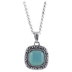 "Paraiba" Farbe Achat Edelstein 6,67 Karat gefasst in Silber Anhänger / JupiterGem