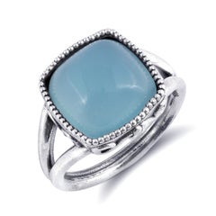 "Paraiba" color Agate Gemstone  6.74 carats set in Silver Ring / JupiterGem
