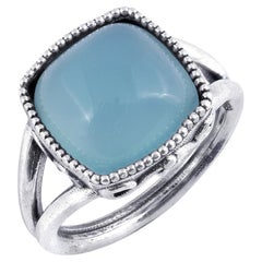 "Paraiba" color Agate Gemstone  6.74 carats set in Silver Ring / JupiterGem