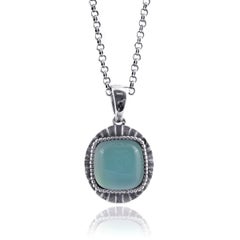 "Paraiba" Farbe Achat Edelstein 6,84 Karat gefasst in Silber Anhänger / JupiterGem