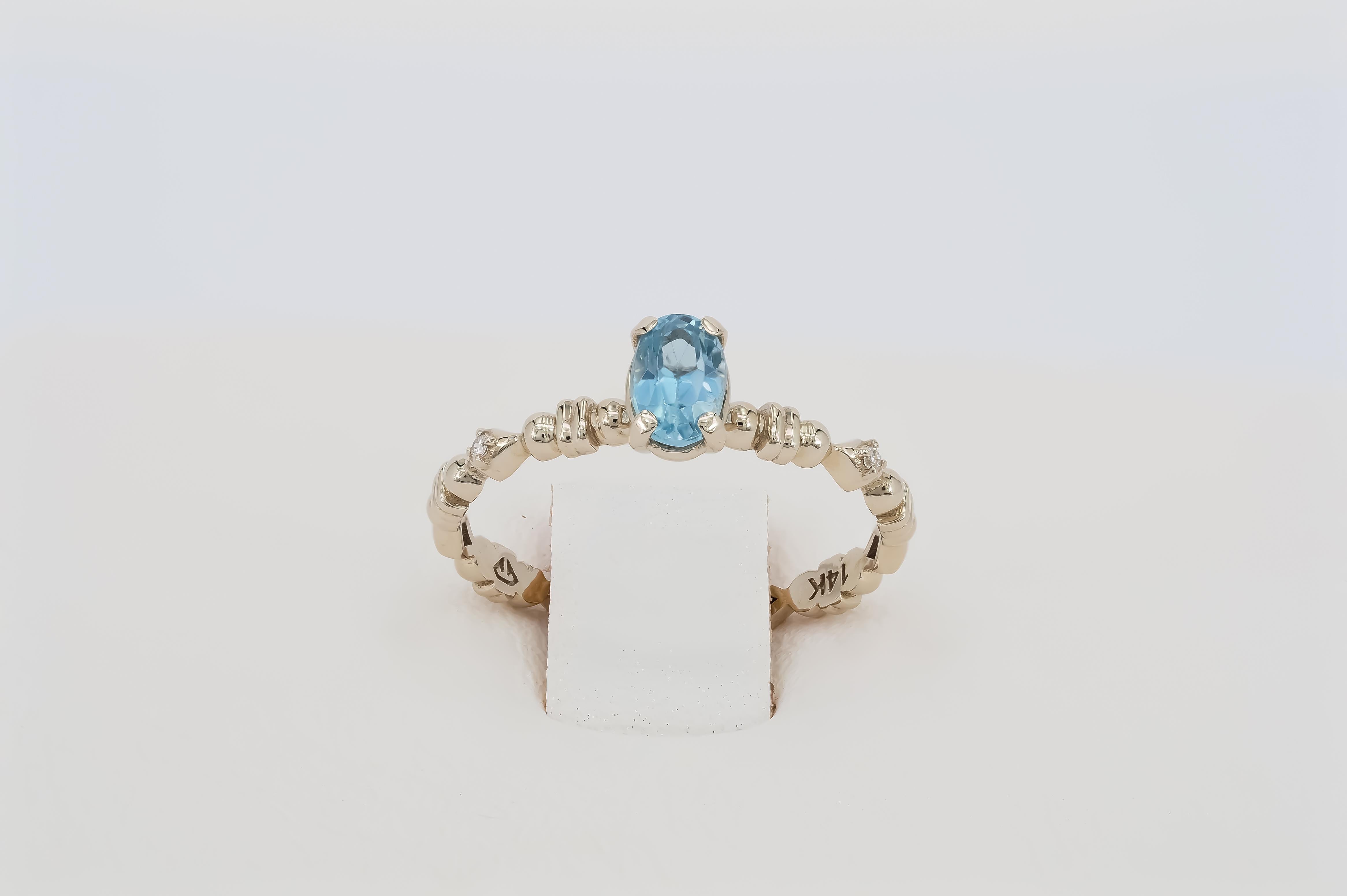 Paraiba color apatite 14k gold ring.  In New Condition For Sale In Istanbul, TR