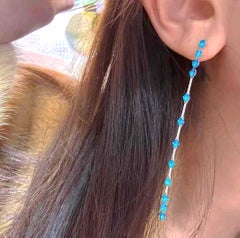 Paraiba Diamond Drop Earrings in 18k White Gold