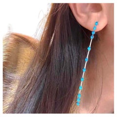 Paraiba Diamond Drop Earrings in 18k White Gold