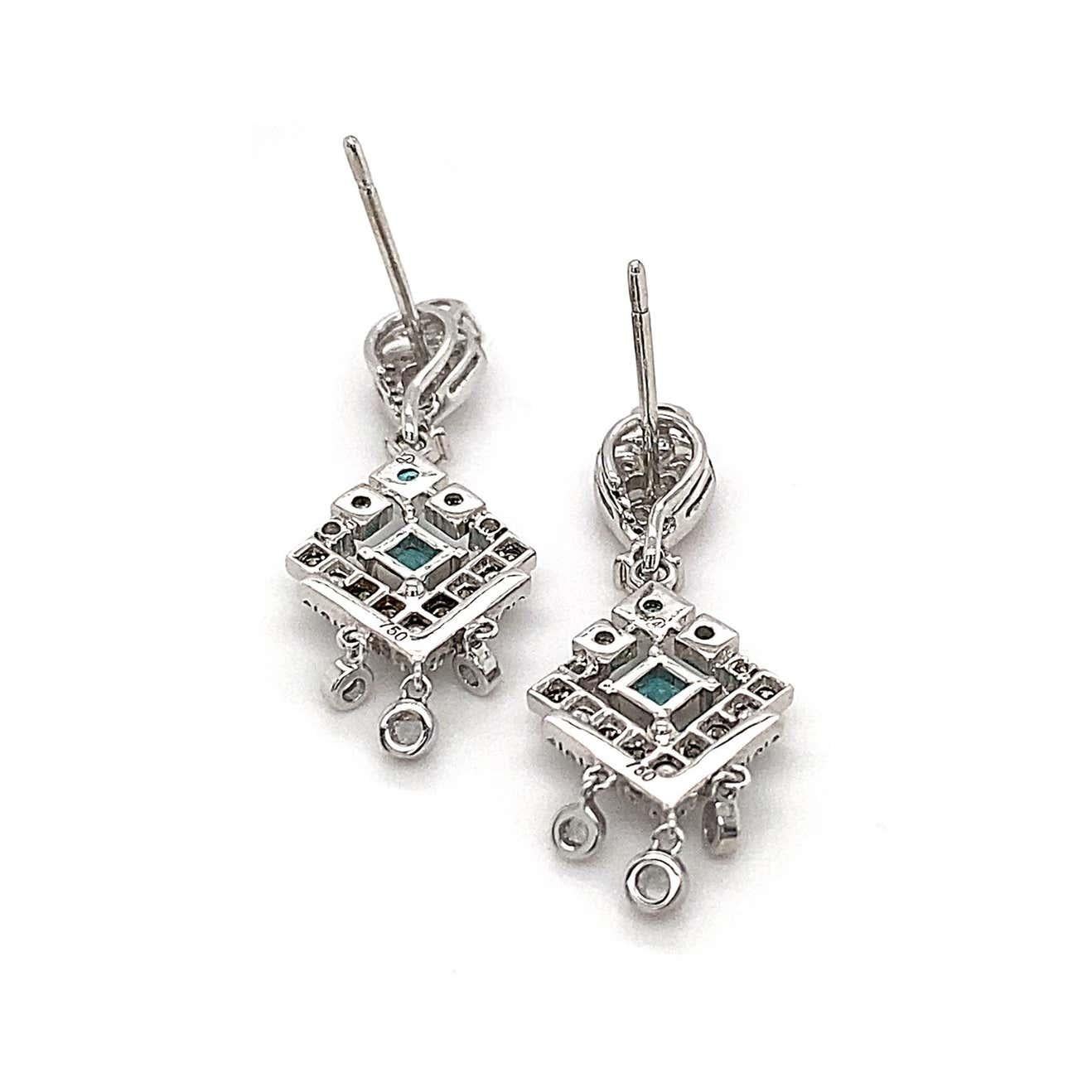 Paraiba & Diamonds Barocca Earrings in 18K White and Black Gold In New Condition For Sale In Hong Kong, HK