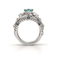 Paraiba & Diamonds Barocca Ring in 18K White and Black Gold
