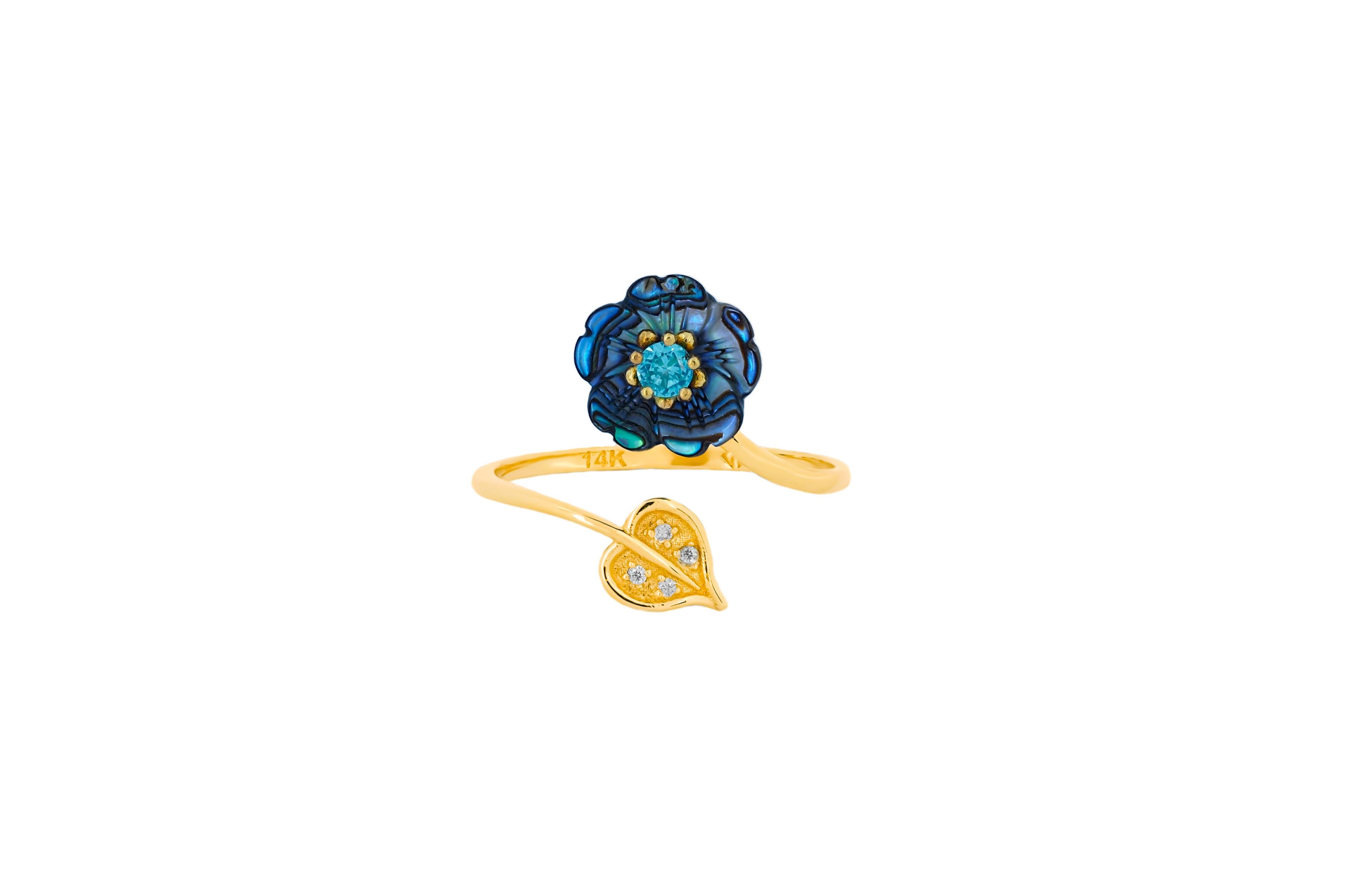 Modern Paraiba gold ring. For Sale