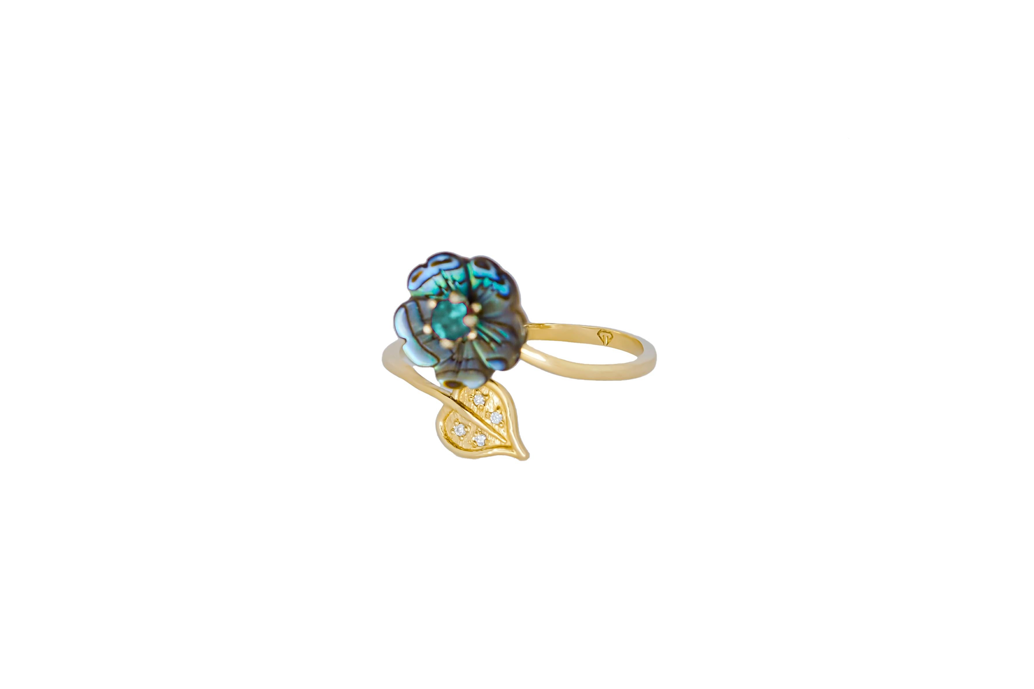 For Sale:  Paraiba color gemstone gold ring. 5