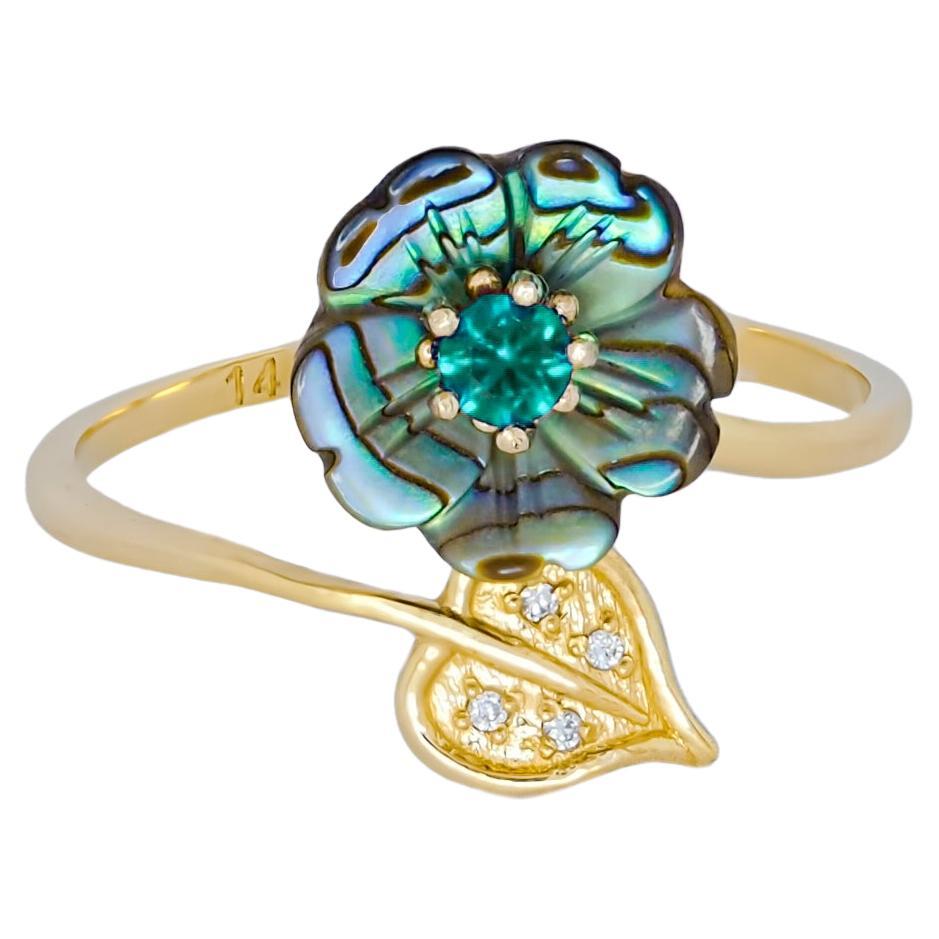 Paraiba color gemstone gold ring.