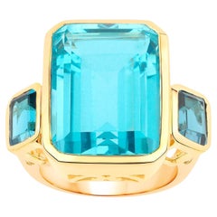 Paraiba Quarzring London Blauer Topas 17 Karat 18K Gelbgold vergoldetes Silber