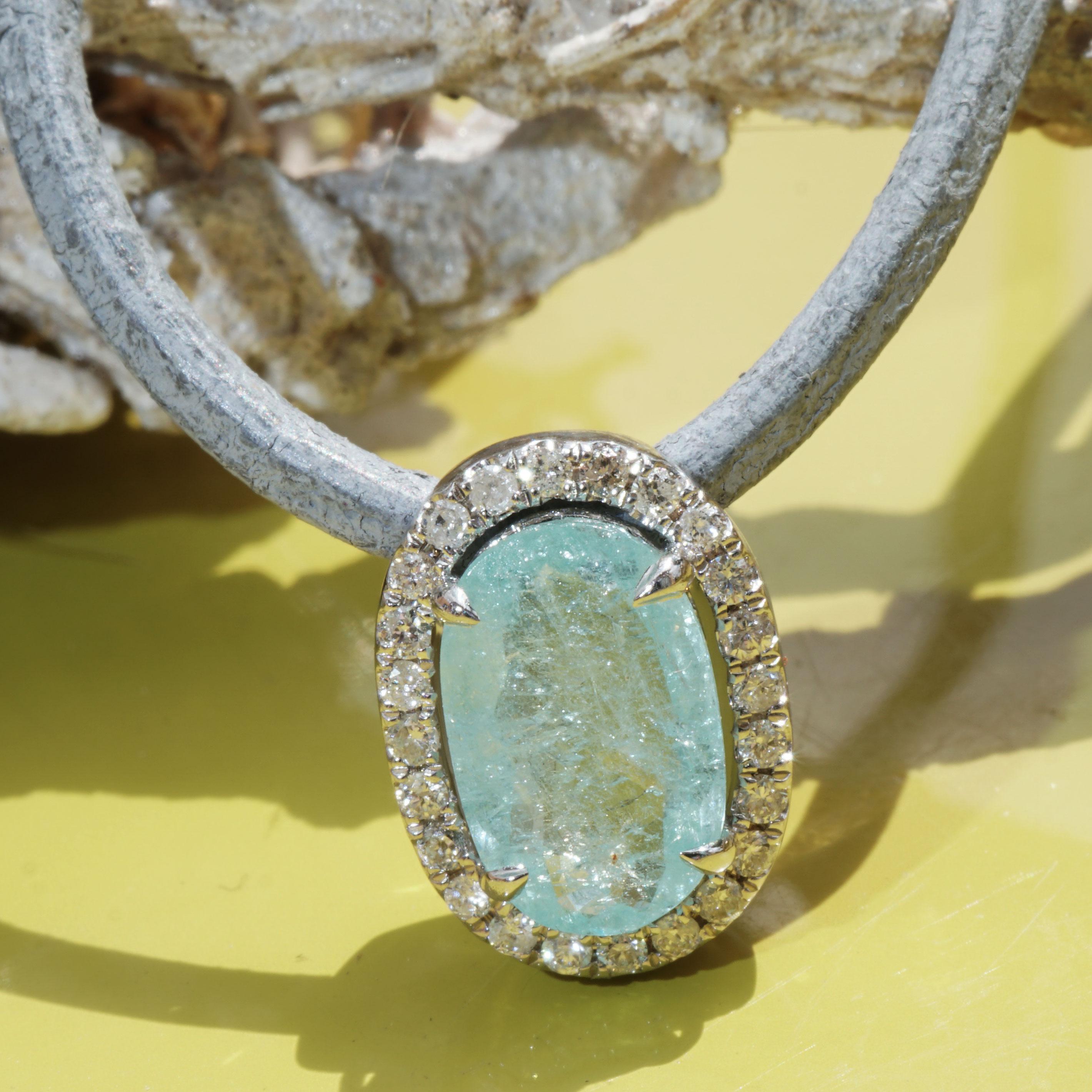 Paraiba Turmalin Brilliant Anhänger 1,75 ct 0,20 ct Swimmingpool Bluegreen 3