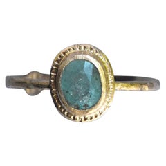 Paraiba Tourmaline 14k Gold Ring with Muse Figure by Franny E
