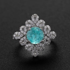 Paraiba Tourmaline 1.70ct, Diamond, 18K White Gold Ring AGL Certified Brazil