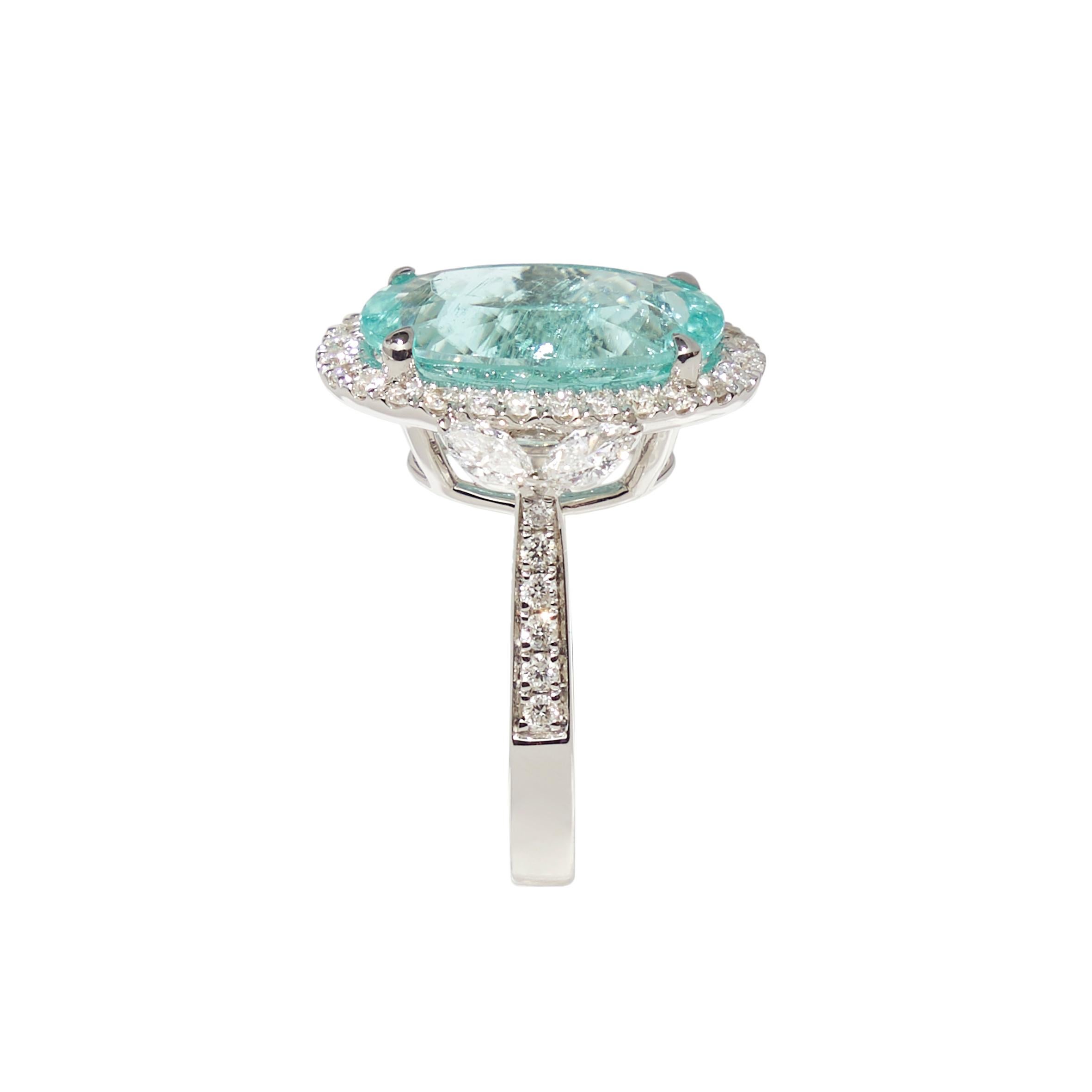 Modern Paraiba Tourmaline 18 karat white gold 8carats one-of-a-kind For Sale