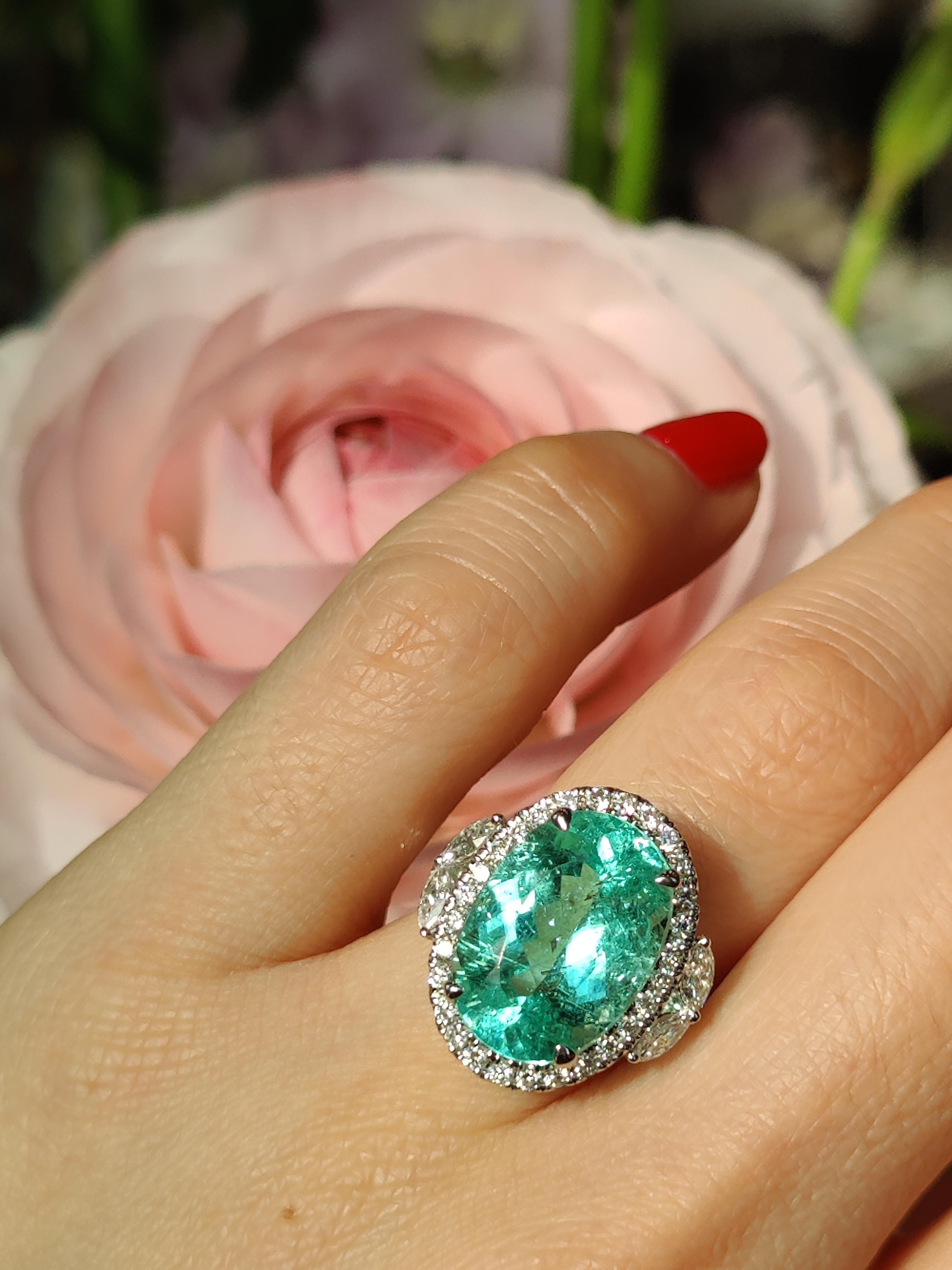 Paraiba-Turmalin 18 Karat Weißgold 8 Karat einzigartiges Unikat im Angebot 1