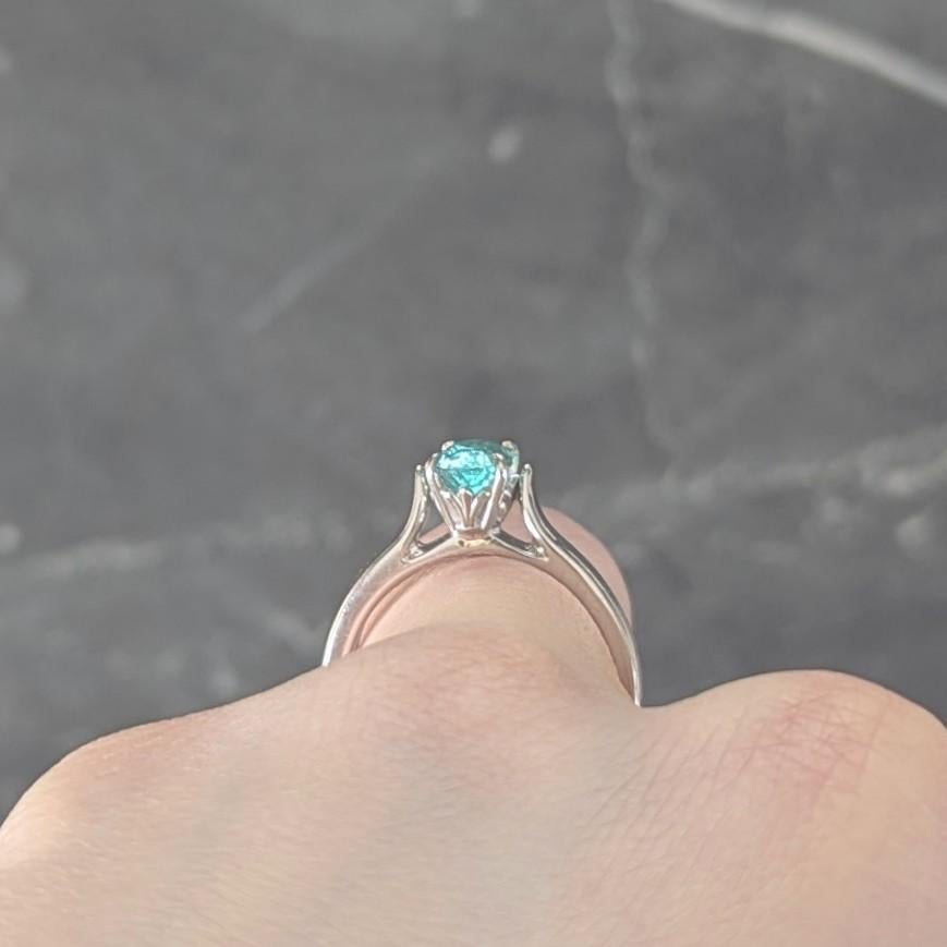 Paraiba Tourmaline 18 Karat White Gold Solitaire Gemstone Ring GIA For Sale 6