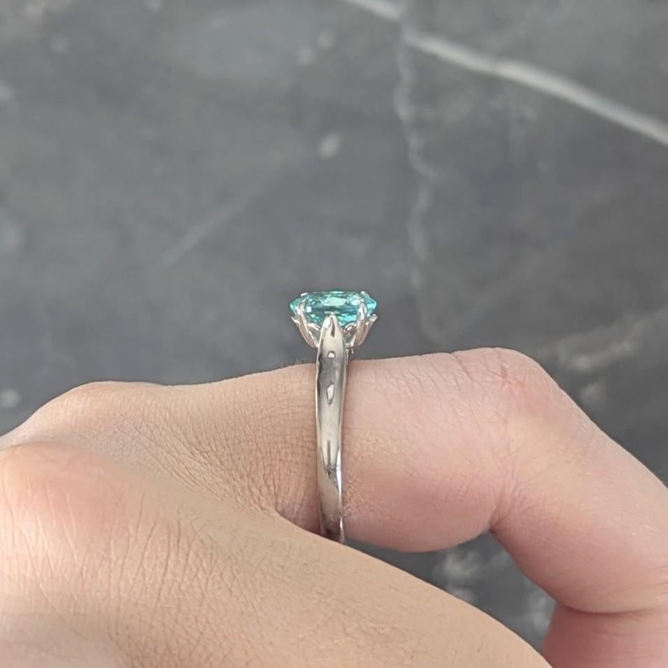 Paraiba Tourmaline 18 Karat White Gold Solitaire Gemstone Ring GIA For Sale 7