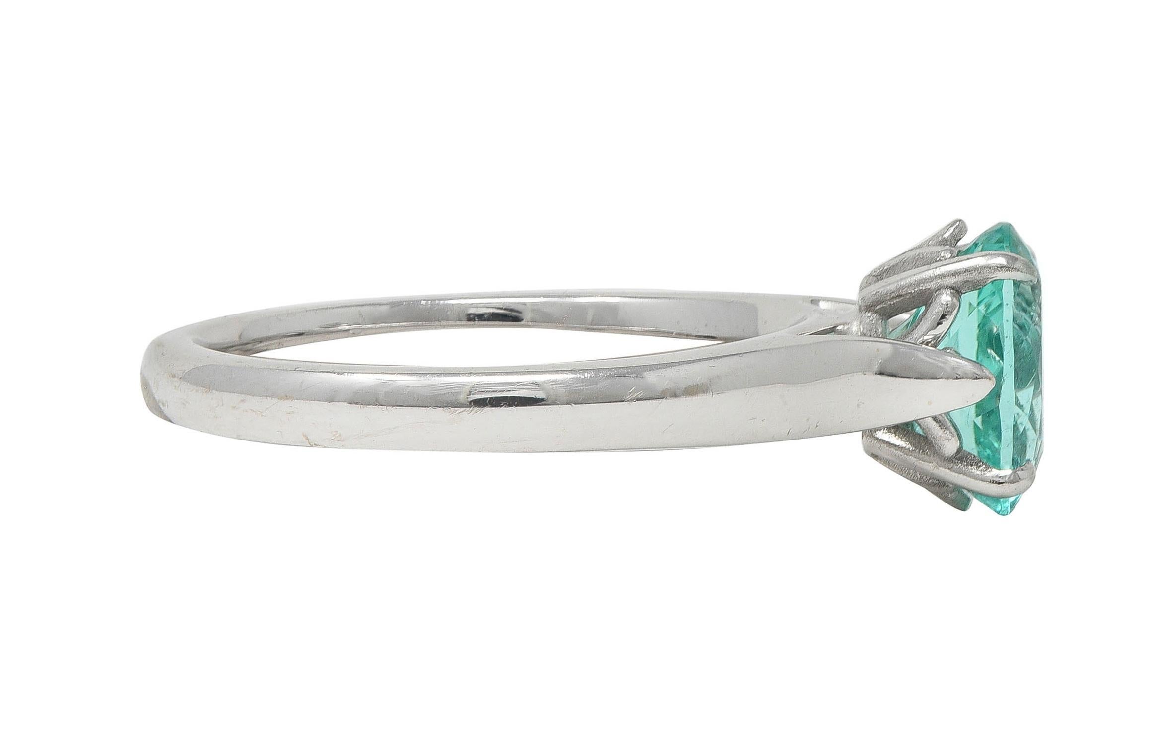 Paraiba Tourmaline 18 Karat White Gold Solitaire Gemstone Ring GIA In Excellent Condition For Sale In Philadelphia, PA