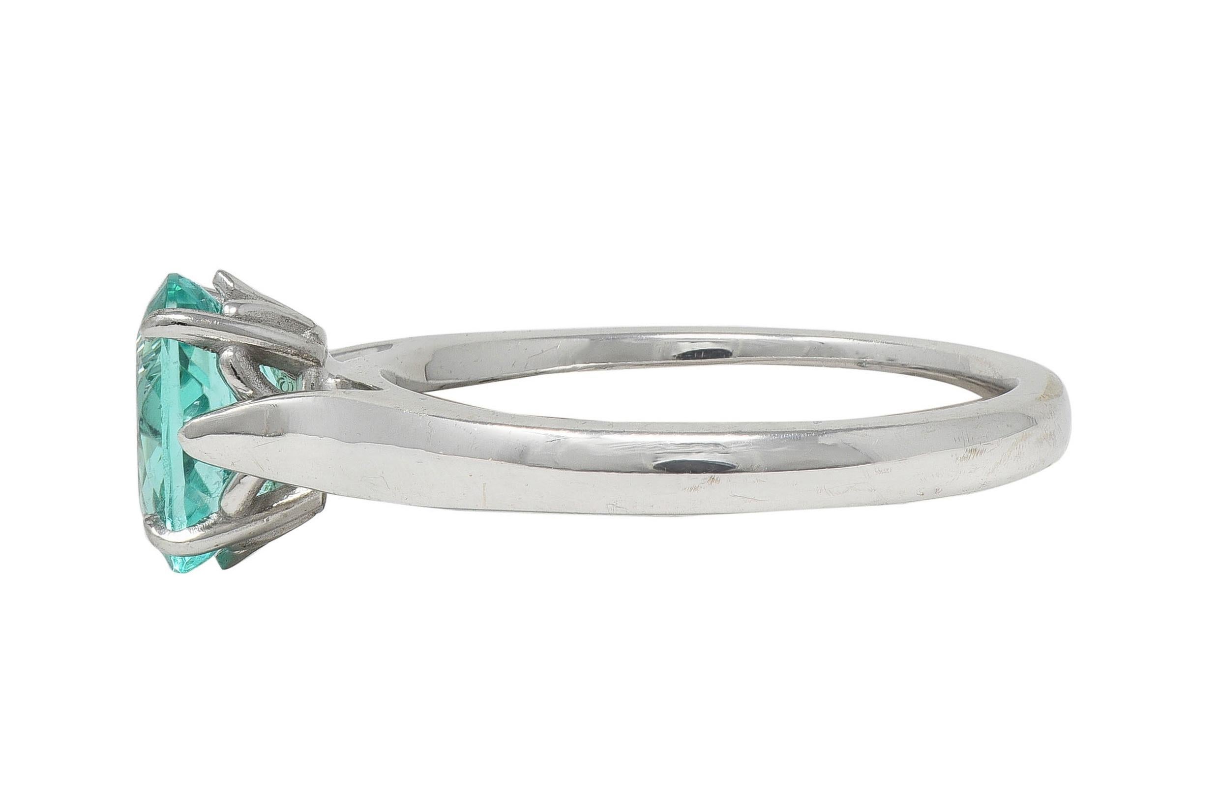 Paraiba Tourmaline 18 Karat White Gold Solitaire Gemstone Ring GIA For Sale 1