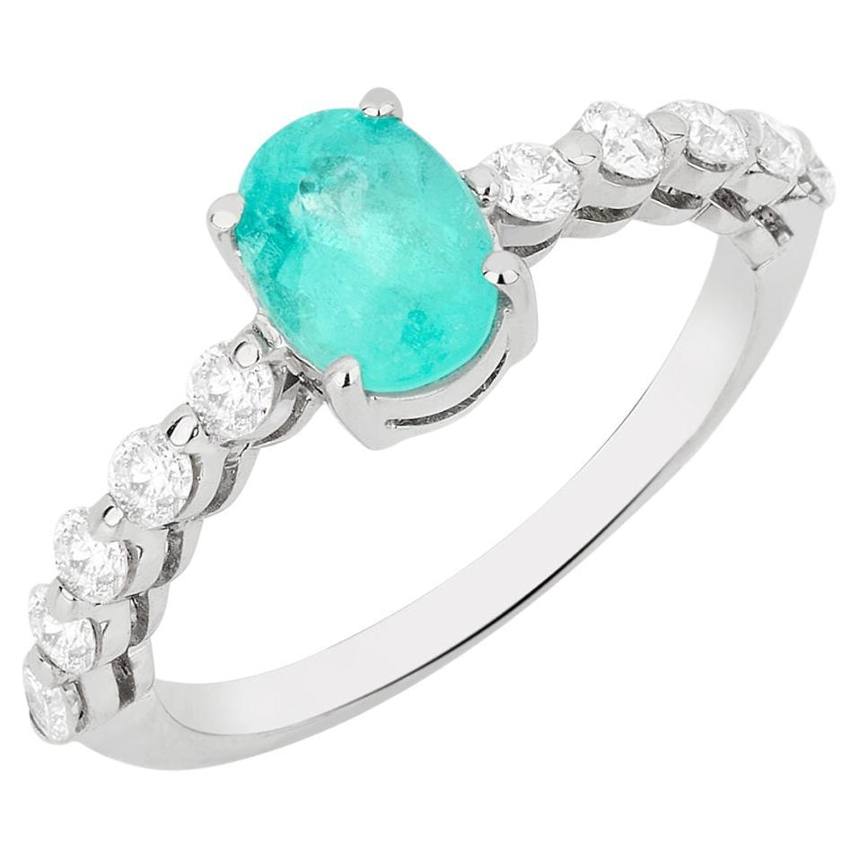 Anello solitario con tormalina Paraíba e diamanti